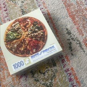 NEW IN BOX • Bits & Pieces Round Pizza Pie Shaped Jigsaw Puzzle 1000pc